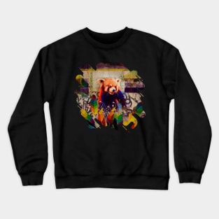 Red Panda Abstract vintage pop art composition Crewneck Sweatshirt